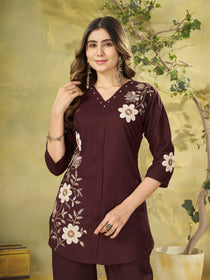 Embroidered Rayon Co-Ord Set