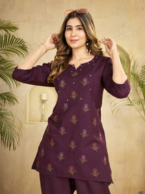 Elegant Multi Embroidered Rayon Co-Ord Set