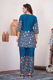 Brown Pure Cotton Kantha Work Co-ord Set