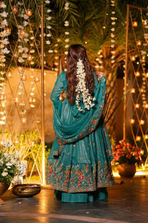 Multi Embroidery Sequins Work Anarkali With Palzzo Suit