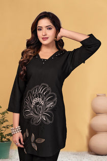 Green Heavy Viscose Rayon Embroidered Co-Ord Set