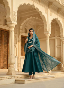 Pure Cotton Morphich Mirror Work Suit Set