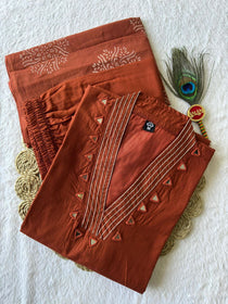 Pure Cotton Embroidered Mirror Work Suit Set