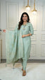 Sea Green Handwork Roman Silk Suit Set