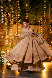 Multi Embroidery Sequins Work Anarkali With Palzzo Suit