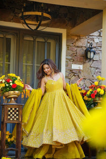 Teby Organza Zari Embroidered Gown with Sharara & Dupatta Set