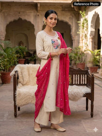 Elegant Bird Motif Embroidered Kurta Set for Women
