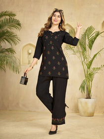 Elegant Multi Embroidered Rayon Co-Ord Set