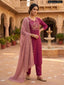 Peacock Embroidered Kurta Set with Designer  Dupatta