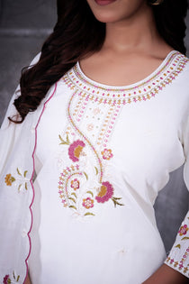 Brown Roman Silk Embroidered Kurta Pant Dupatta Set