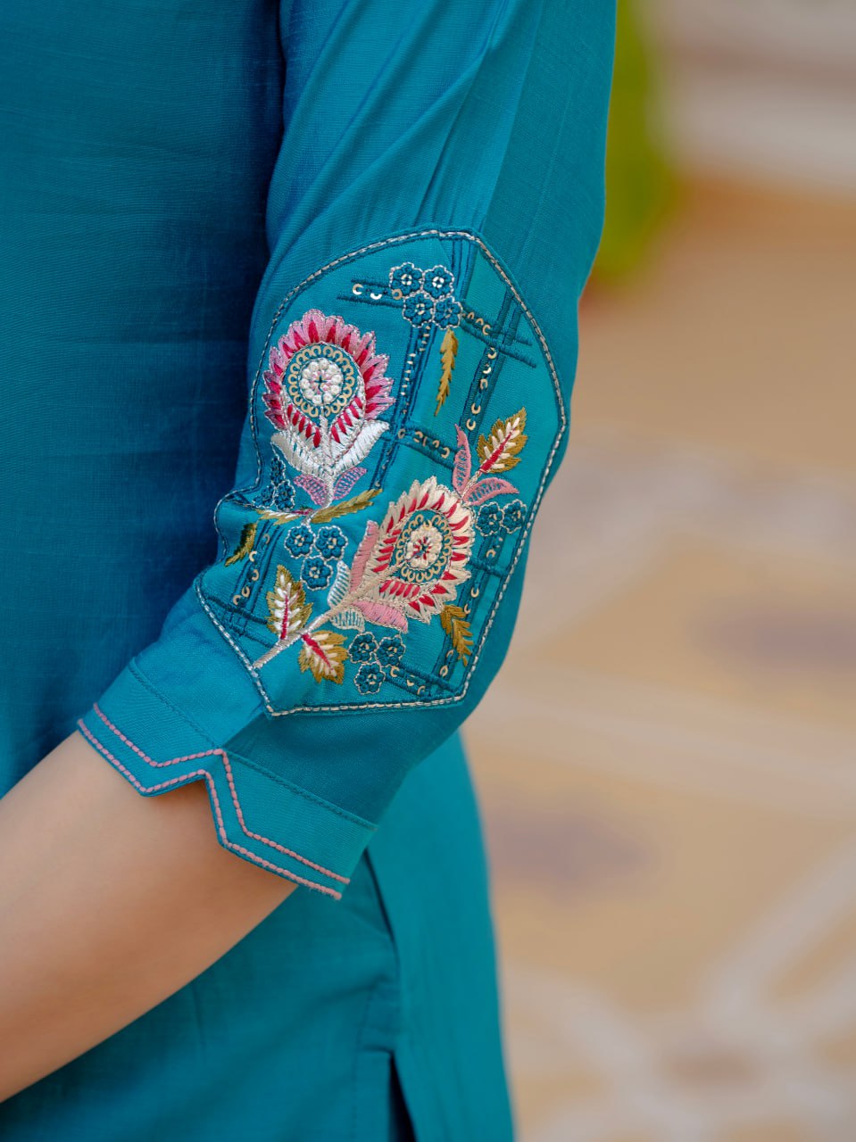 Designer Pure Viscose Kurti Pant Maslin Dupatta Set