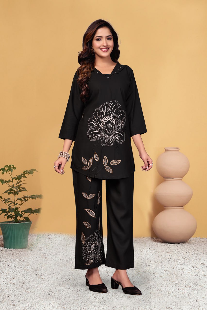 Heavy Viscose Rayon Embroidered Co-Ord Set