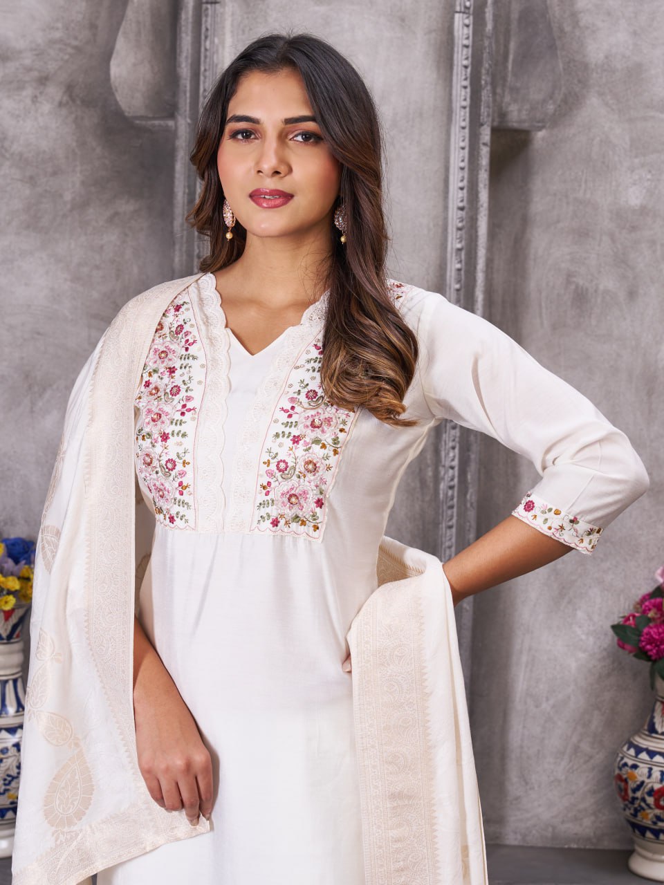 Gorgeous Kurti Set with Jacquard Dupatta