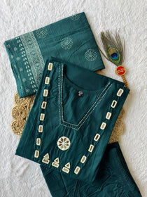 Pure Cotton Morphich Mirror Work Suit Set
