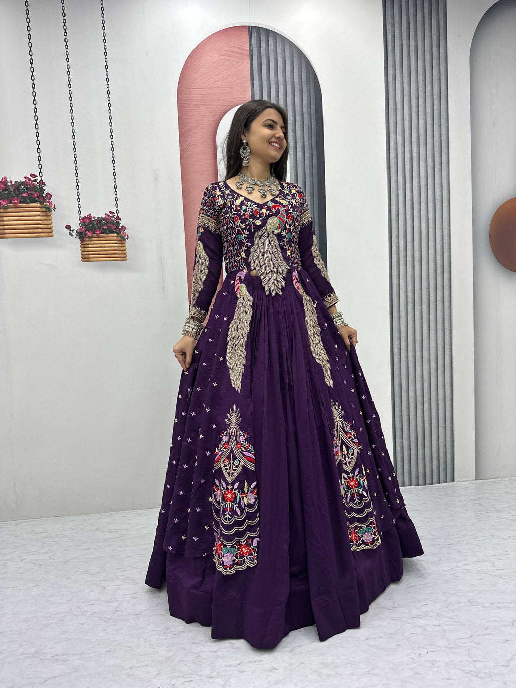 Pure Vichitra Thread Sequence Work Lehenga Set