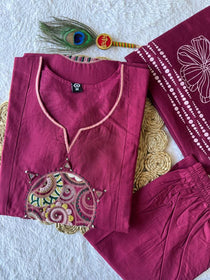 Pure Cotton Embroidered Kurta Set