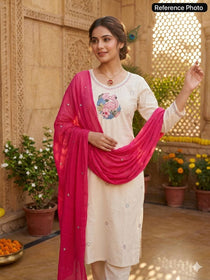 Elegant Bird Motif Embroidered Kurta Set for Women