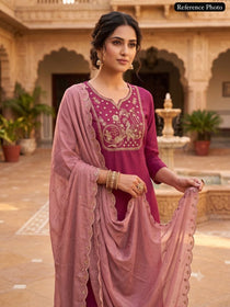 Peacock Embroidered Kurta Set with Designer  Dupatta