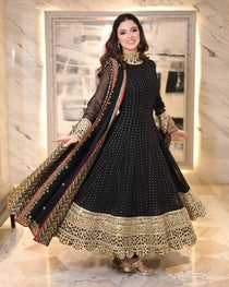 Heavy Faux Blooming Embroidered Gown Set with Designer Dupatta