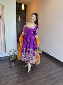 Heavy Silk Embroidered Gown Set