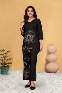Green Heavy Viscose Rayon Embroidered Co-Ord Set