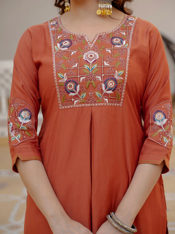 Designer Pure Viscose Kurti Pant Maslin Dupatta Set