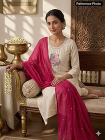 Elegant Bird Motif Embroidered Kurta Set for Women