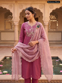 Peacock Embroidered Kurta Set with Designer  Dupatta