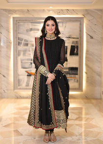 Heavy Faux Blooming Embroidered Gown Set with Designer Dupatta