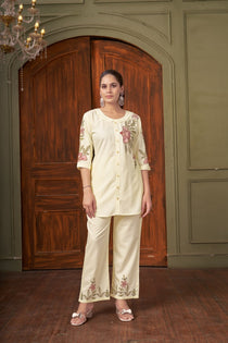 Black Heavy Rayon Embroidered Kurta Pant Set