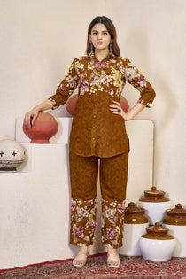 Black Pure Cotton Floral Printed Co-Ord Set