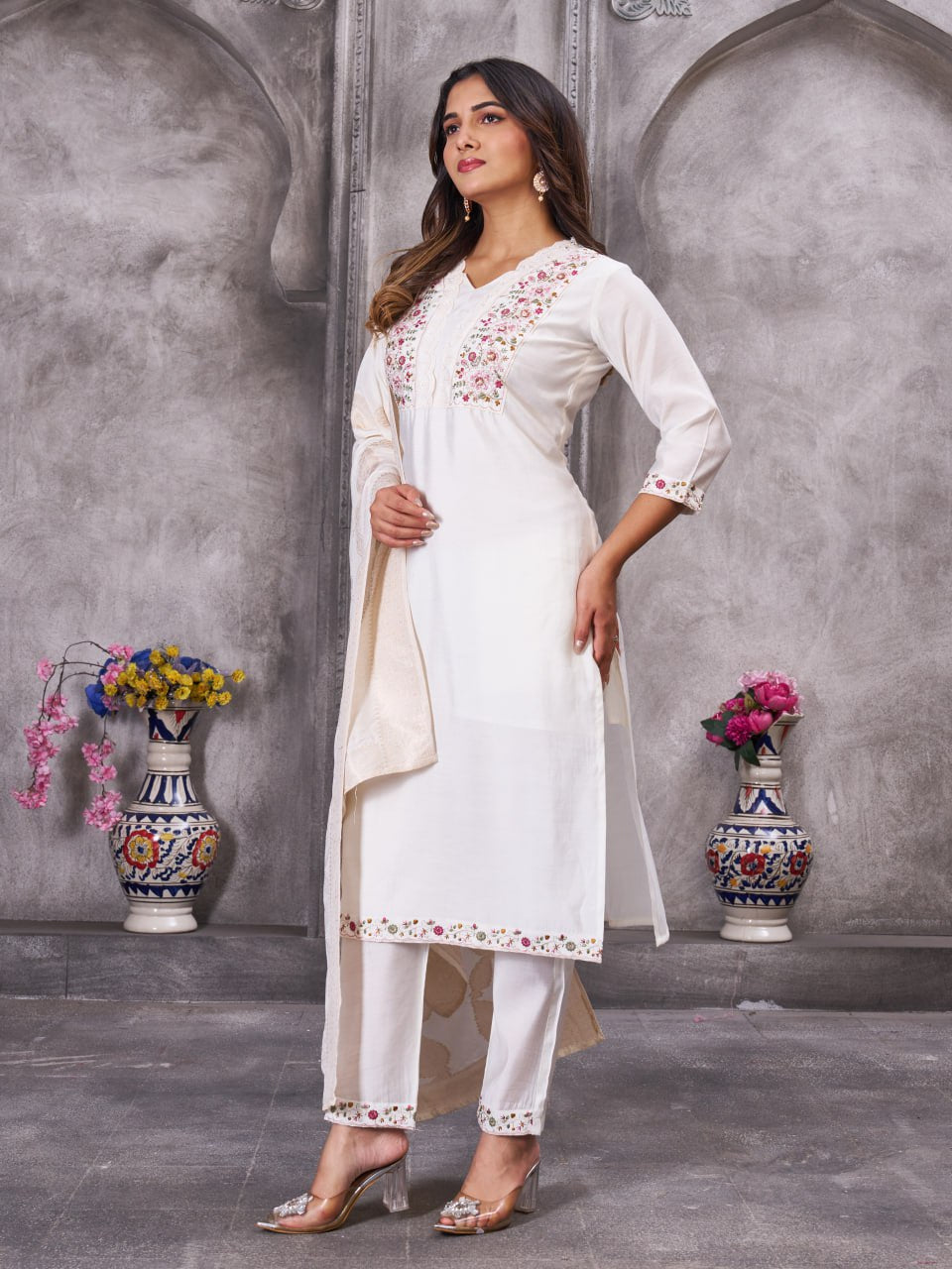 Gorgeous Kurti Set with Jacquard Dupatta