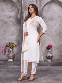 Brown Roman Silk Embroidered Kurta Pant Dupatta Set