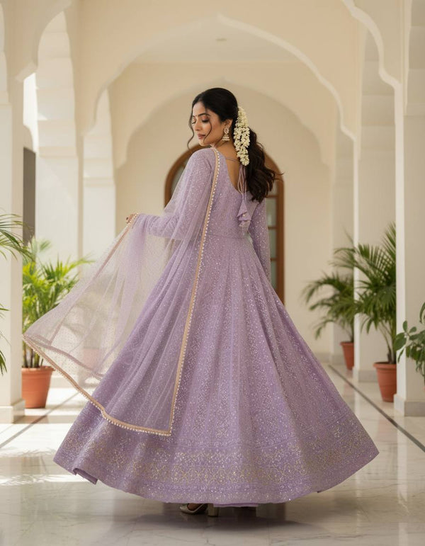 Georgette Sequins Embroidered Suit Set with Dupatta