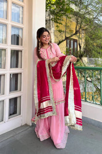 Yellow Faux Blooming Embroidered Sharara Suit Set