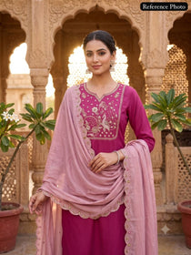 Peacock Embroidered Kurta Set with Designer  Dupatta