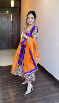 Heavy Silk Embroidered Gown Set