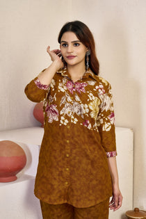Black Pure Cotton Floral Printed Co-Ord Set