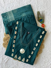 Pure Cotton Morphich Mirror Work Suit Set