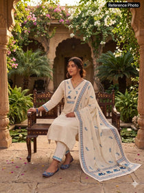Heritage Bird Embroidered Kurta Set with Designer Printed Dupatta