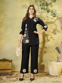 Embroidered Rayon Co-Ord Set