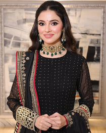 Heavy Faux Blooming Embroidered Gown Set with Designer Dupatta
