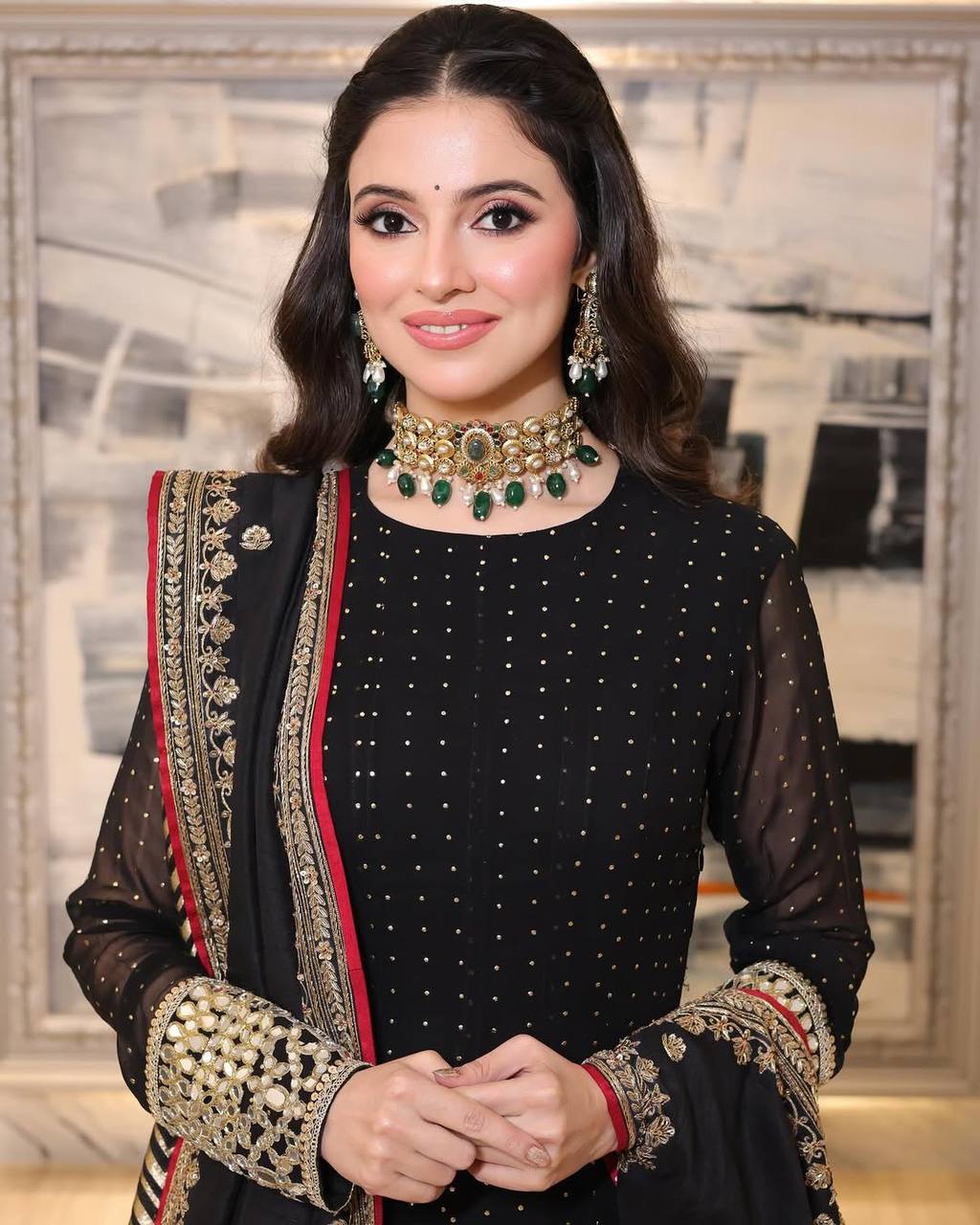 Heavy Faux Blooming Embroidered Gown Set with Designer Dupatta