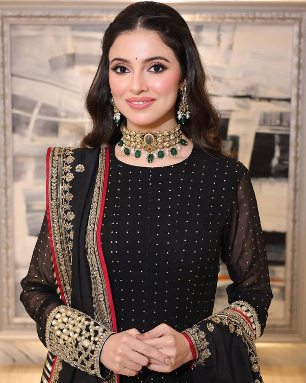 Heavy Faux Blooming Embroidered Gown Set with Designer Dupatta