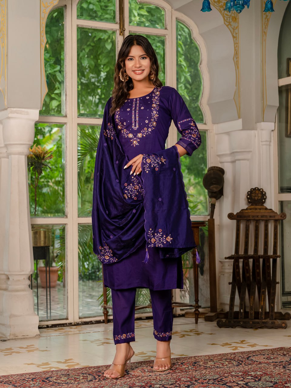 Precious Thread With Hand Work Kurti Pant Dupatta Set