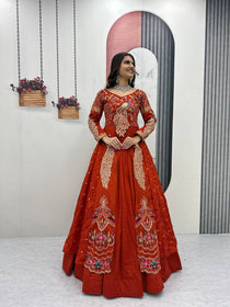 Pure Vichitra Thread Sequence Work Lehenga Set
