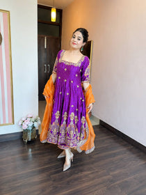 Heavy Silk Embroidered Gown Set