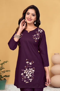 Green Heavy Viscose Rayon Embroidered Co-Ord Set