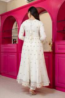 White Sequins Embroidered Kurta Sharara Set with Dupatta