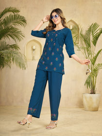 Elegant Multi Embroidered Rayon Co-Ord Set